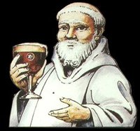 Trappist munk drinking beer